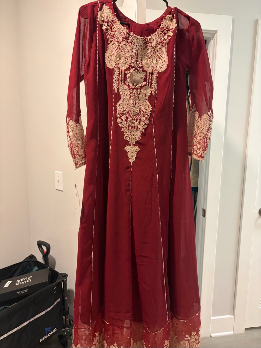 Elegant Embroidered Maroon Women’s Shalwar Kurta